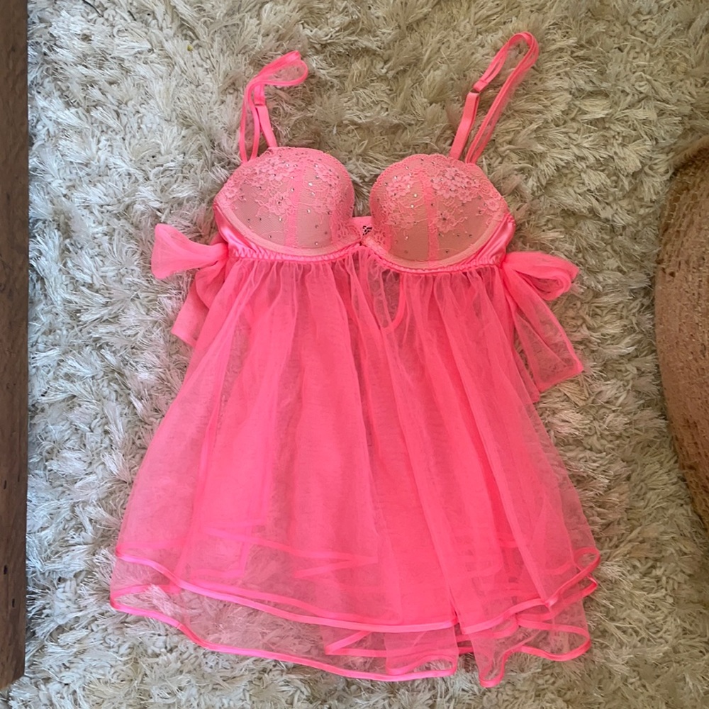 Victoria's Secret Pink Lace Babydoll Bra